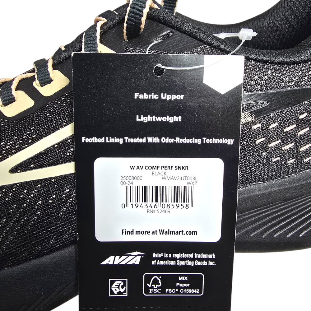 Avia Lightweight Comfort Performance Sneakers Women's Black/Tan Odor Control - Picture 11 of 11